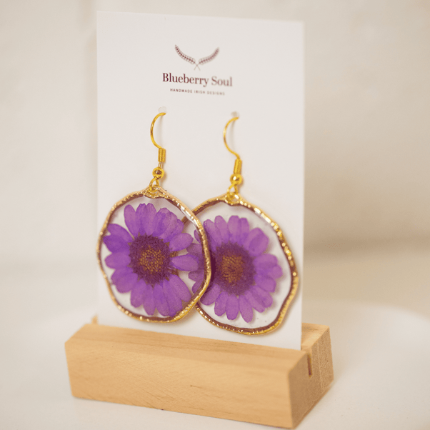 Blueberry Soul Blueberry Soul Large Earrings - Purple Flower
