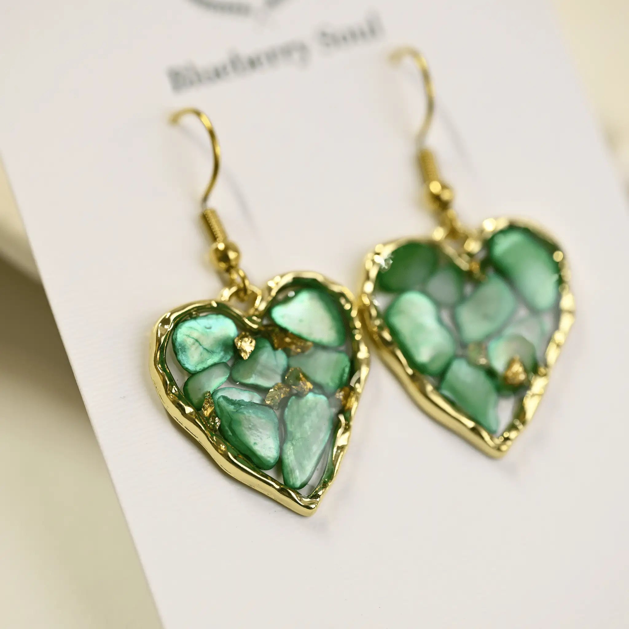 Blueberry Soul Blueberry Soul  - Tide and Fern Heart Earrings (Green)