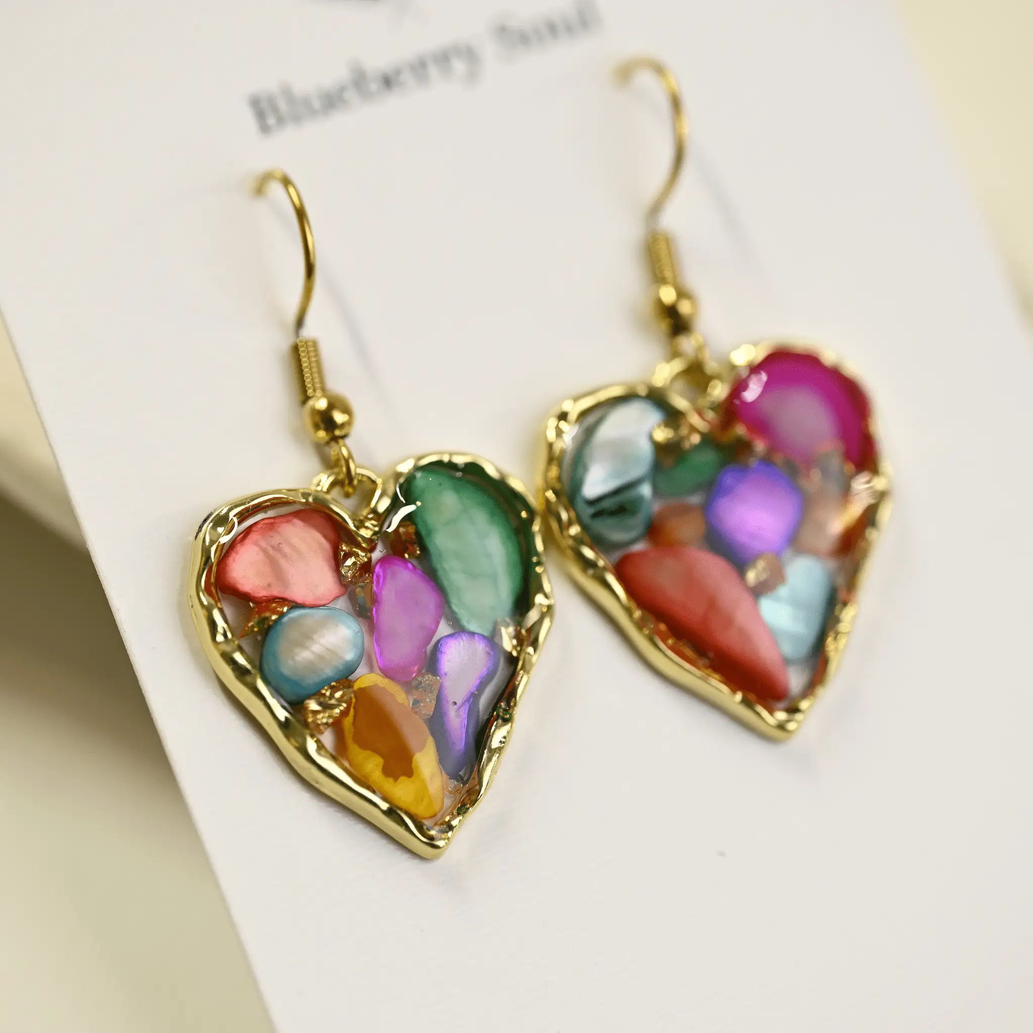 Blueberry Soul Blueberry Soul  - Whimsical Meadow Heart Earrings