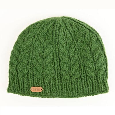 Aran Cable Pullon Hat - Green