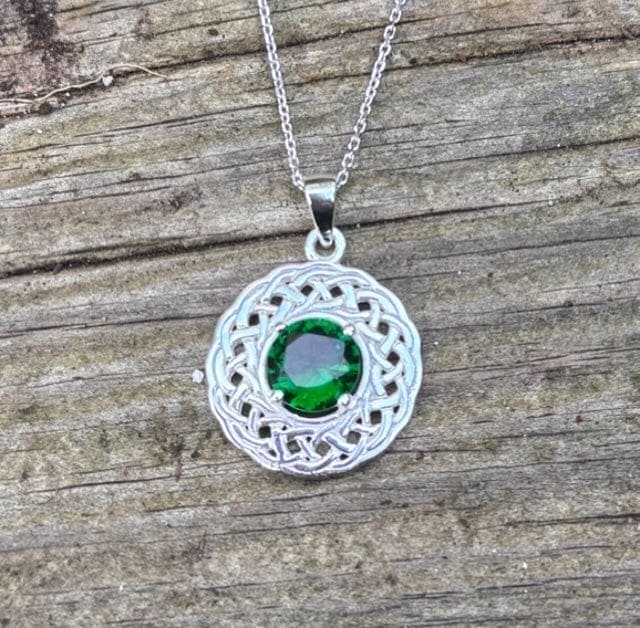 Woods Celtic Jewellery Celtic Green CZ Pendant - Sterling Silver