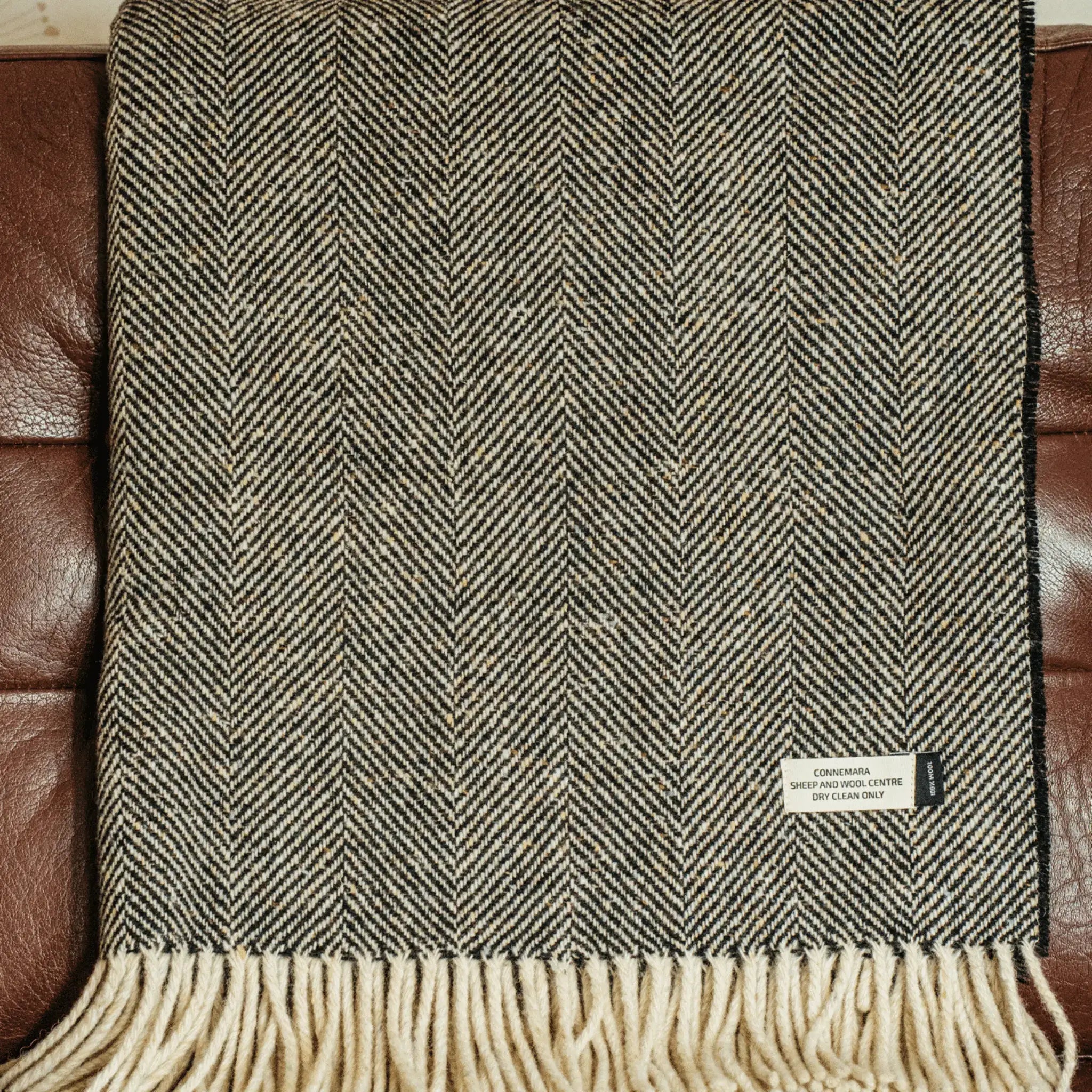 Connemara Sheep & Wool Centre Connemara Handloomed Merino Wool Blanket - Blackgrain
