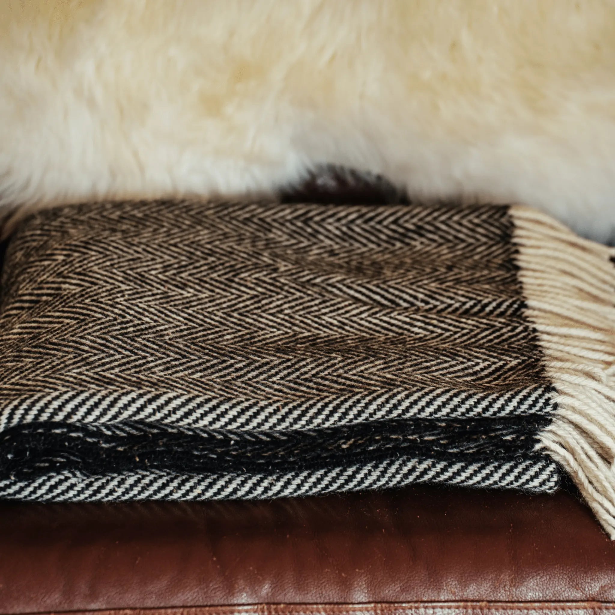 Connemara Sheep & Wool Centre Connemara Handloomed Merino Wool Blanket - Blackgrain