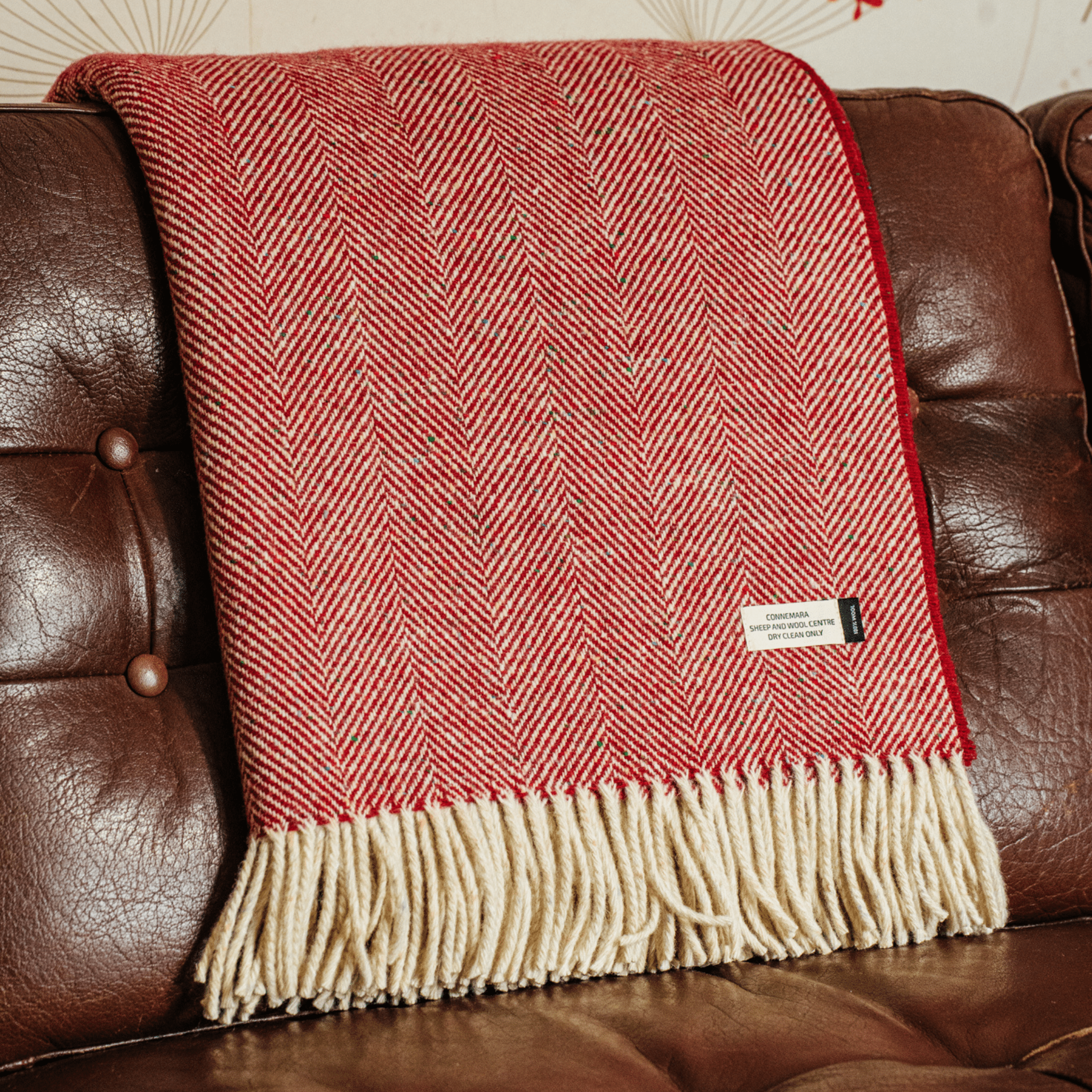 Connemara Sheep & Wool Centre Connemara Handloomed Merino Wool Blanket - Scarlet