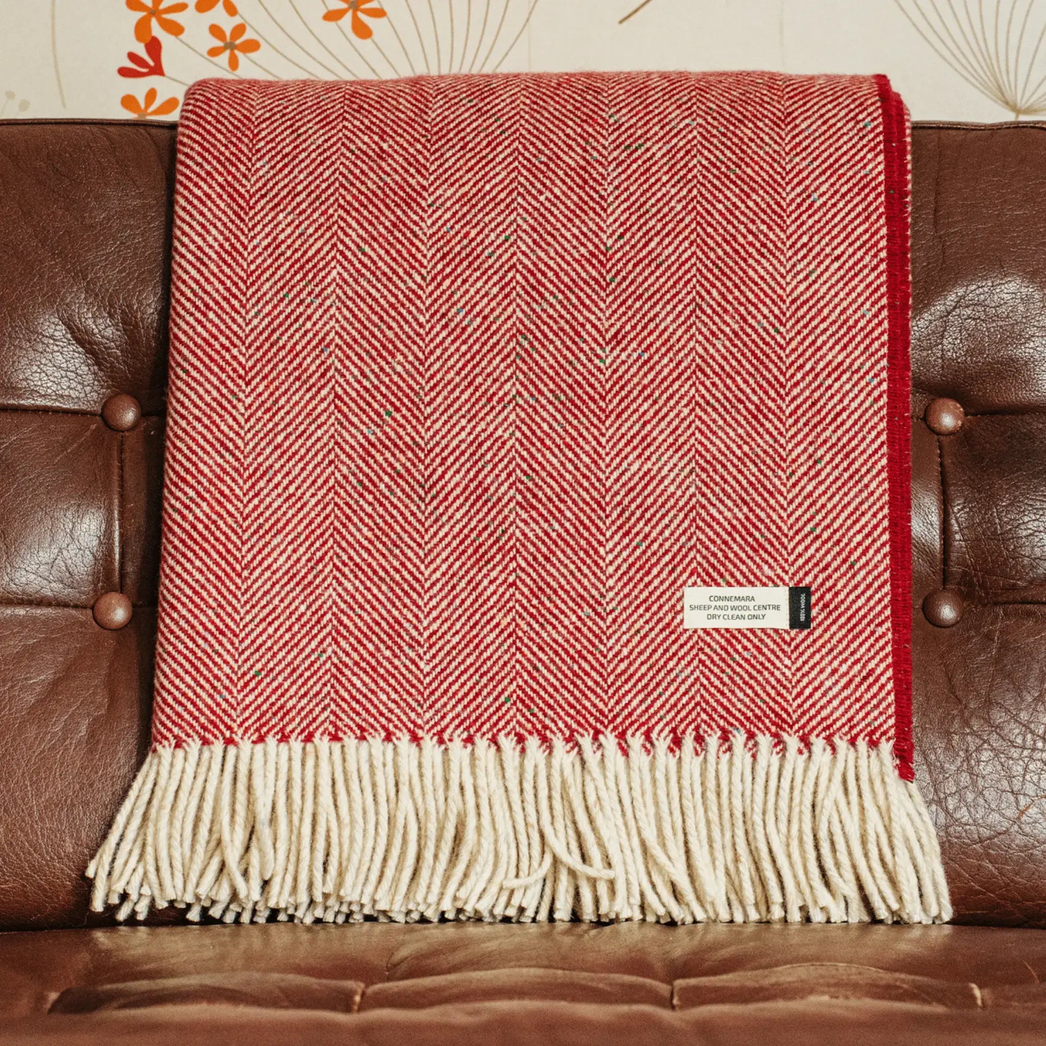Connemara Sheep & Wool Centre Connemara Handloomed Merino Wool Blanket - Scarlet