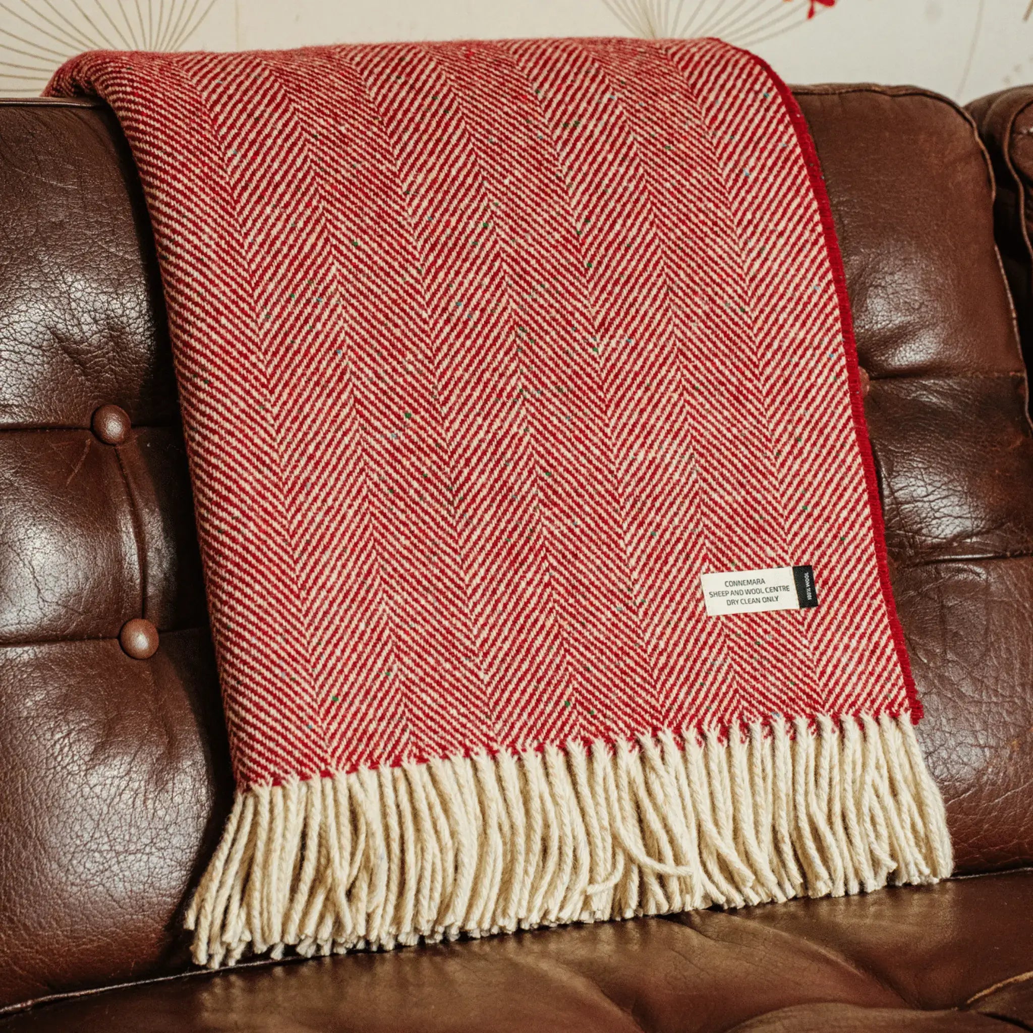 Connemara Sheep & Wool Centre Connemara Handloomed Merino Wool Blanket - Scarlet