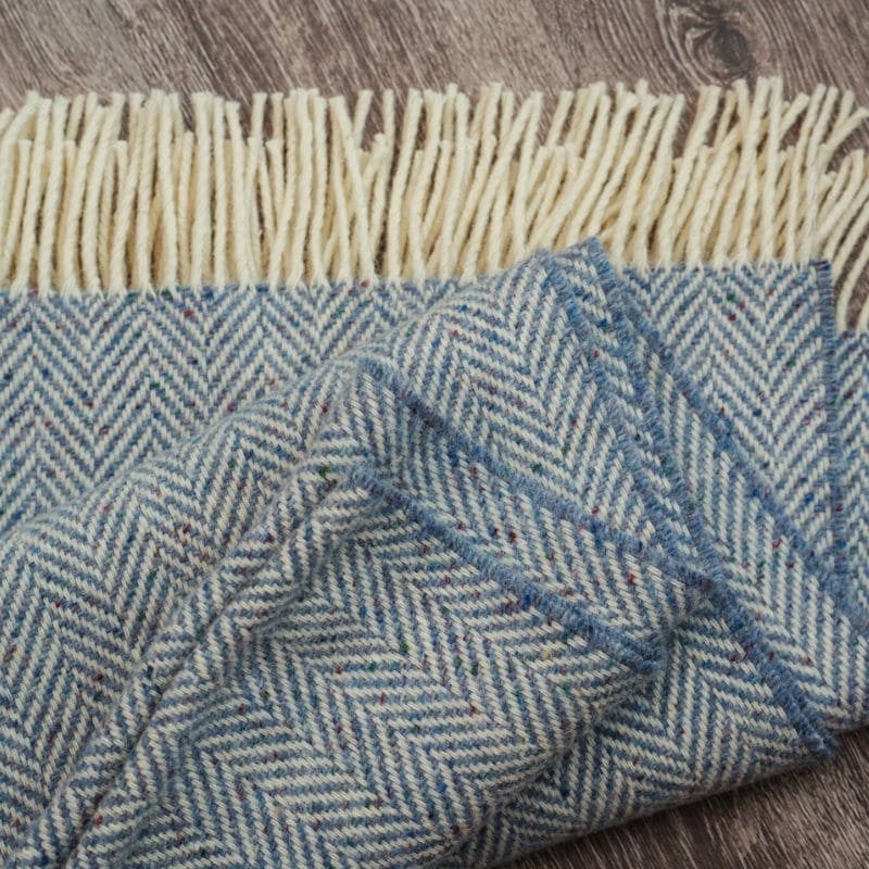 Connemara Sheep & Wool Centre Connemara Handloomed Wool Blanket - Light Blue
