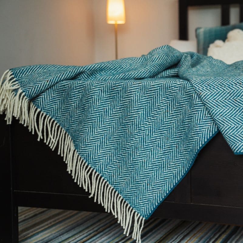 Connemara Sheep & Wool Centre Connemara Handloomed Wool Blanket - Teal
