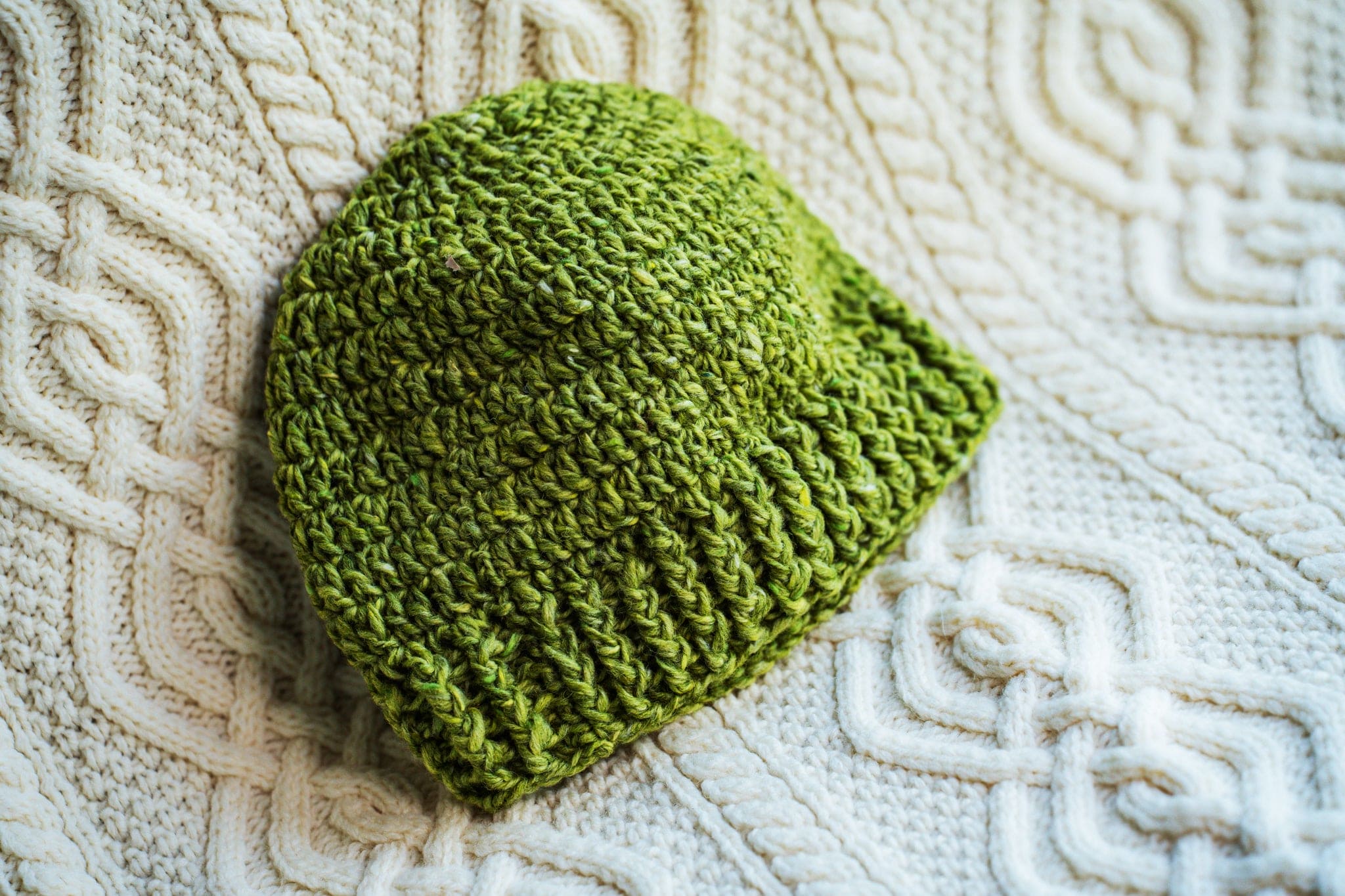 Connemara Sheep & Wool Centre Green Connemara Ladies Crochet Beanie