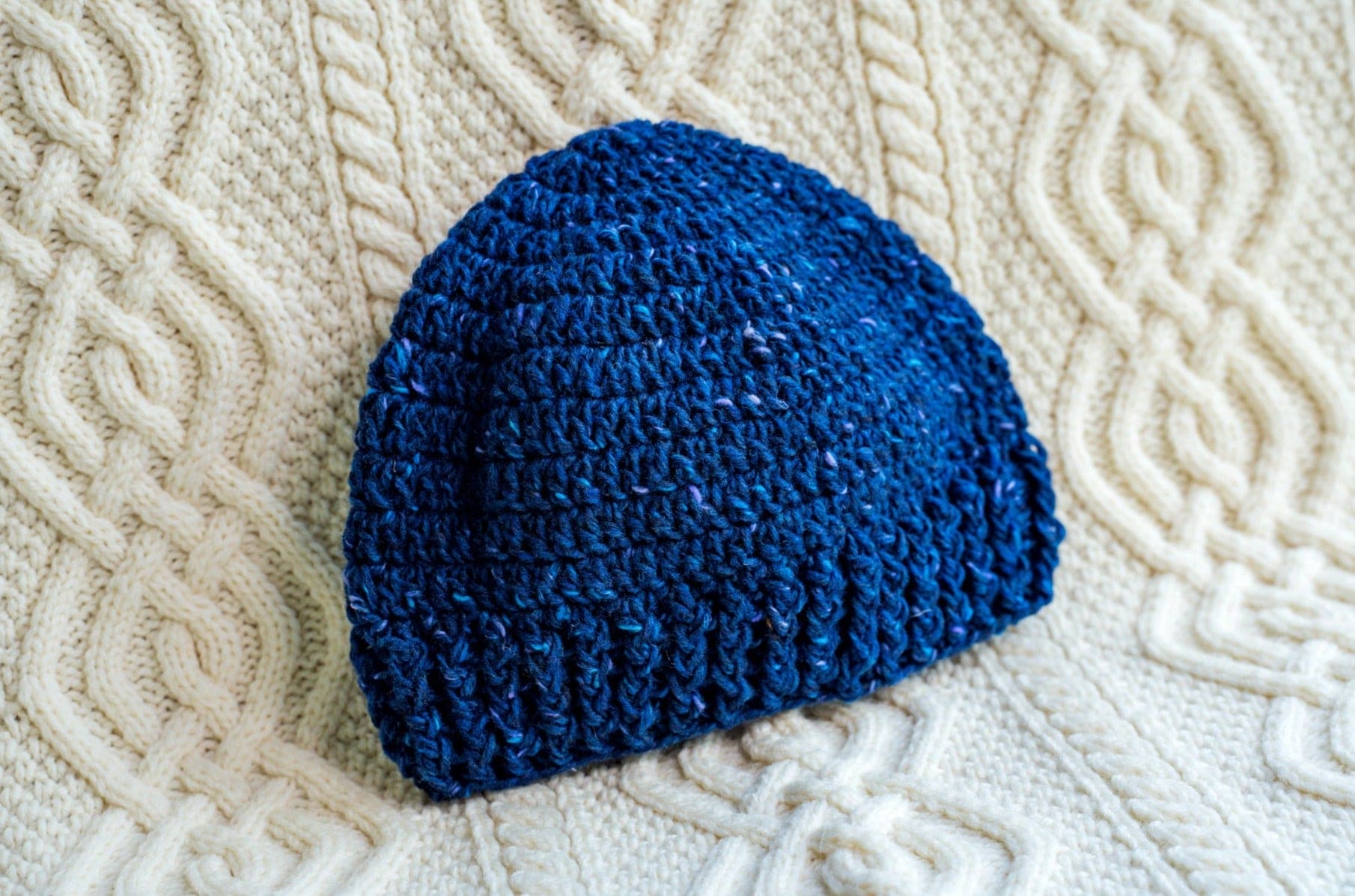Connemara Sheep & Wool Centre Navy Connemara Ladies Crochet Beanie