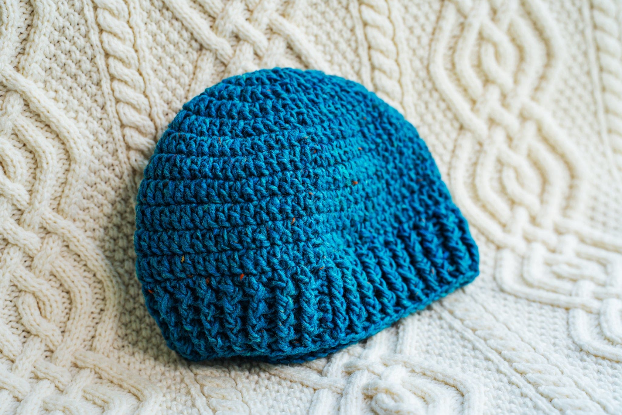 Connemara Sheep & Wool Centre Teal Connemara Ladies Crochet Beanie
