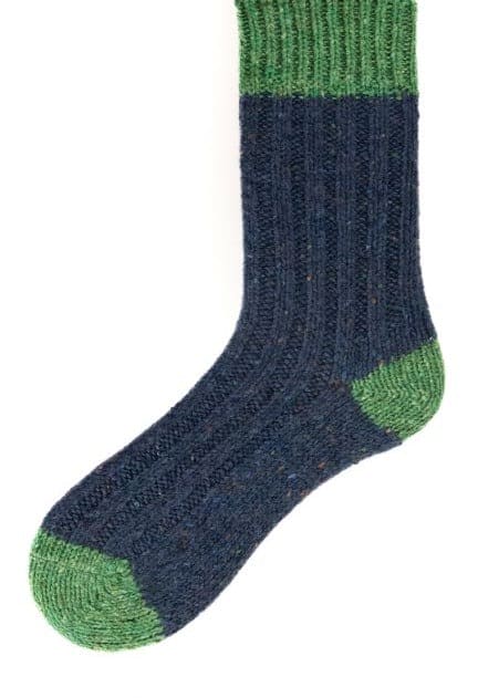 Connemara Socks Navy and Green Connemara Socks - Flecks Plus Small
