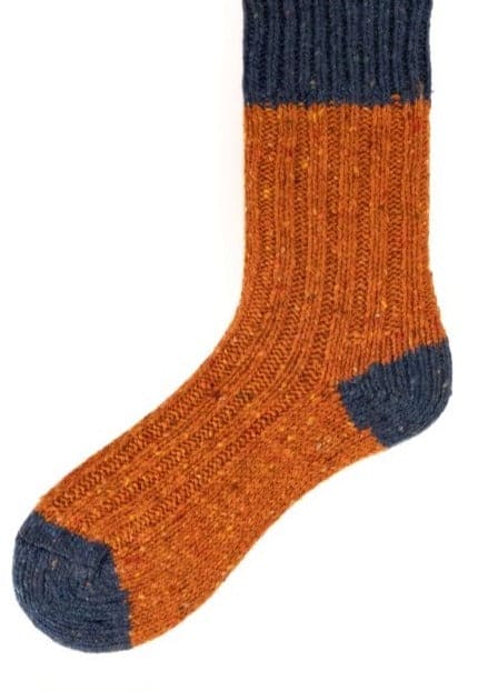Connemara Socks Orange and Navy Connemara Socks - Flecks Plus Small