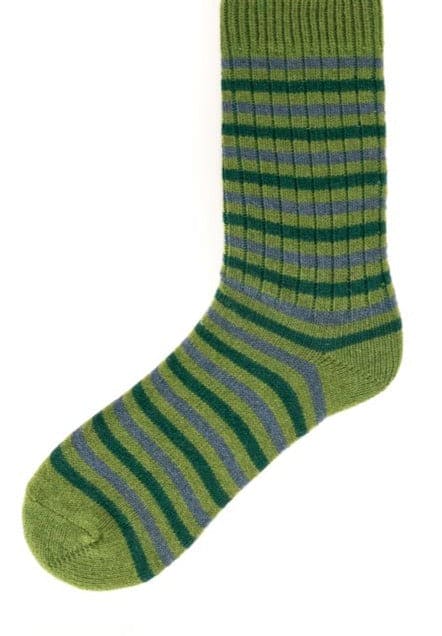 Connemara Socks Green Connemara Socks - Merino Stripe Small