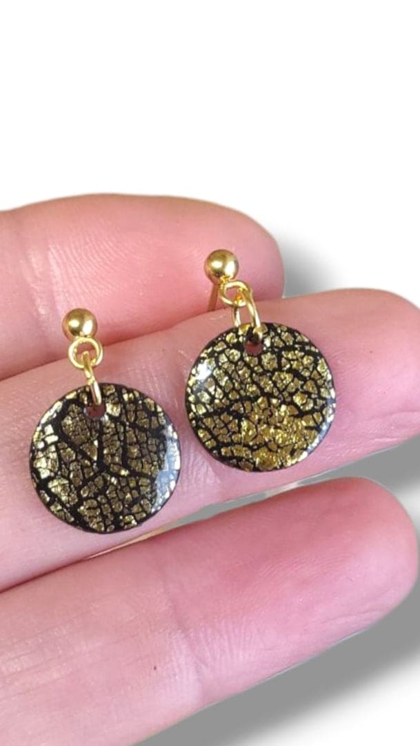 Dúil Dúil Dainty Dangle Earrings - Black and Gold