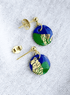 Dúil Dúil Dainty Dangle Earrings - Blue Green and Gold