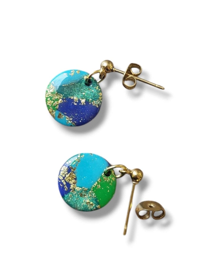 Dúil Dúil Dainty Dangle Earrings - Blue, Turquoise Green and Gold