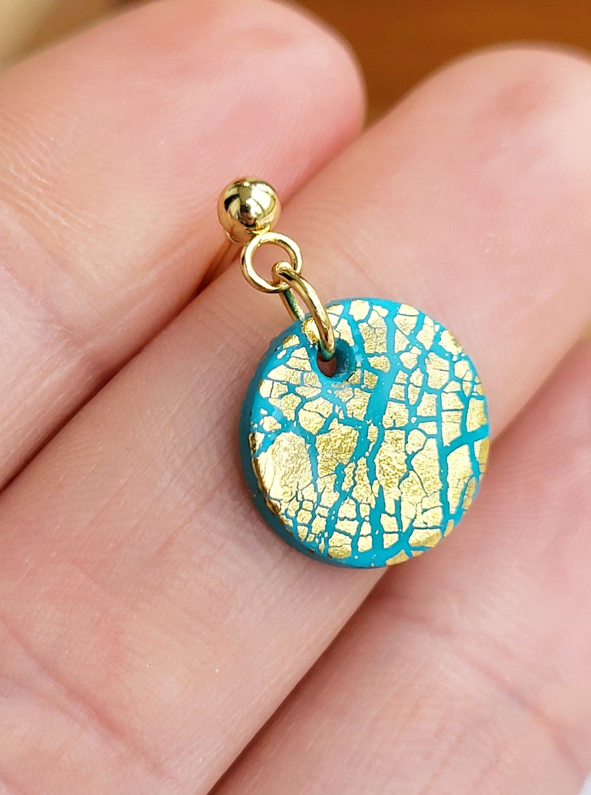 Dúil Dúil Dainty Dangle Earrings - Peppermint, Blue and Gold