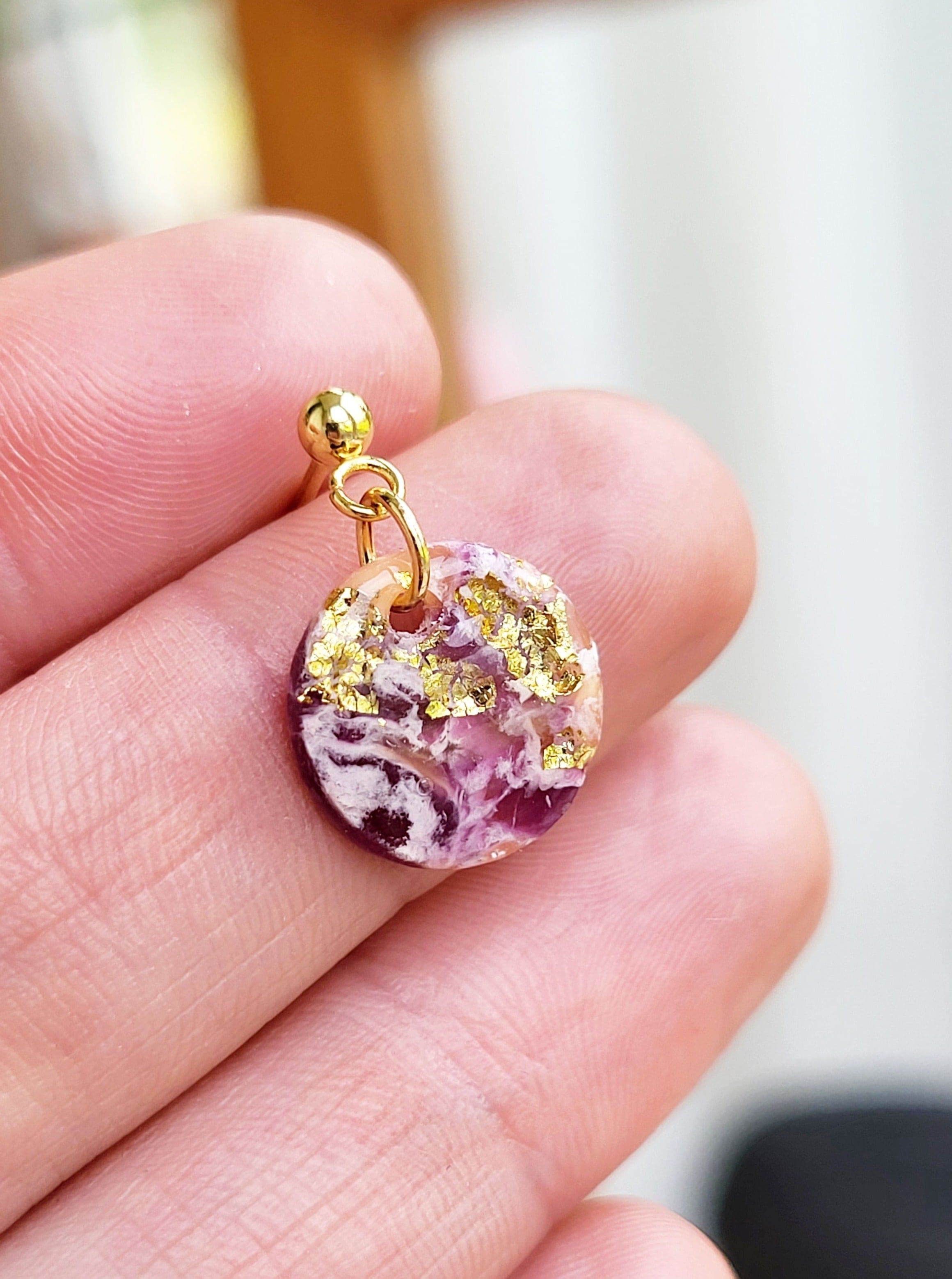 Dúil Dúil Dainty Dangle Earrings - Purple Colourburst