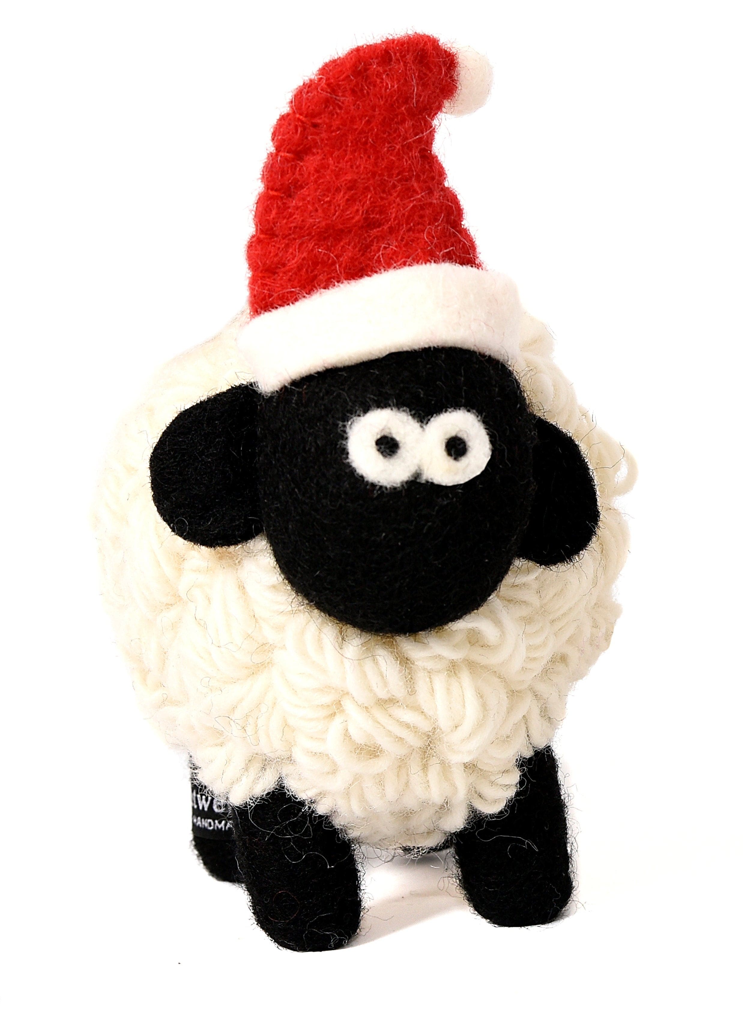 Erin Knitwear Medium Knitted Sheep Collectable with Santa hat