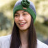 Erin Knitwear Ladies Crochet  Hat with flower - Green
