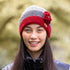 Erin Knitwear Ladies Crochet  Hat with flower - Red