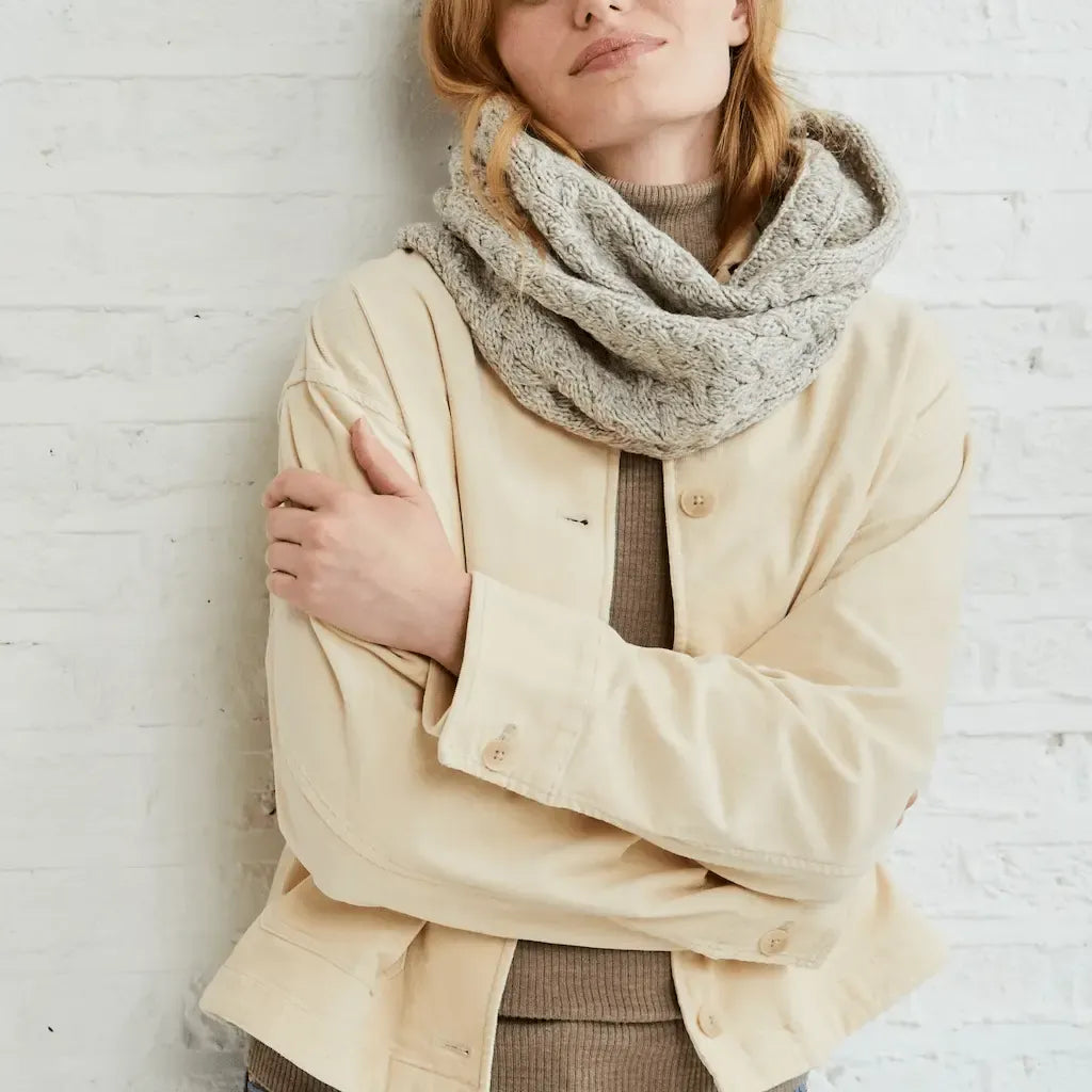 Aran Woolen Mills Ladies Supersoft Merino Infinity Scarf - Toasted Oat
