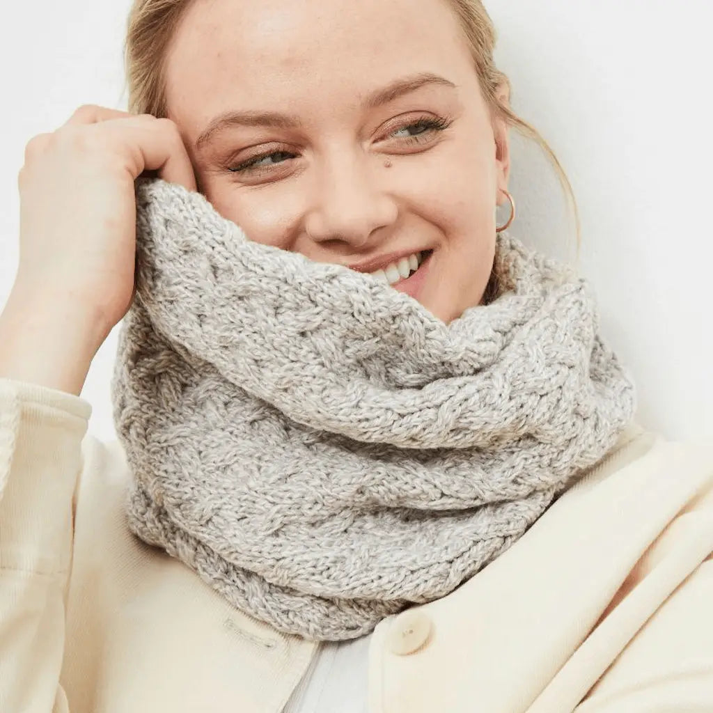 Aran Woolen Mills Ladies Supersoft Merino Infinity Scarf - Toasted Oat
