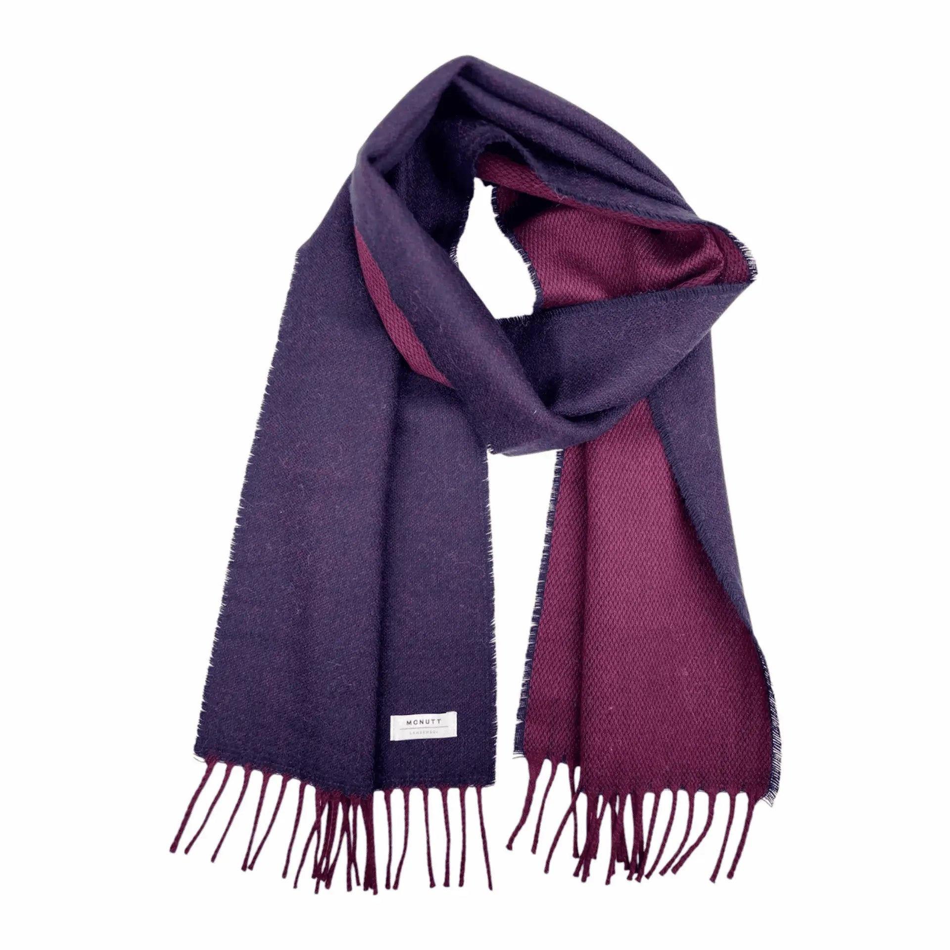 McNutt Lambswool Scarf - Burgandy and Navy Reversable