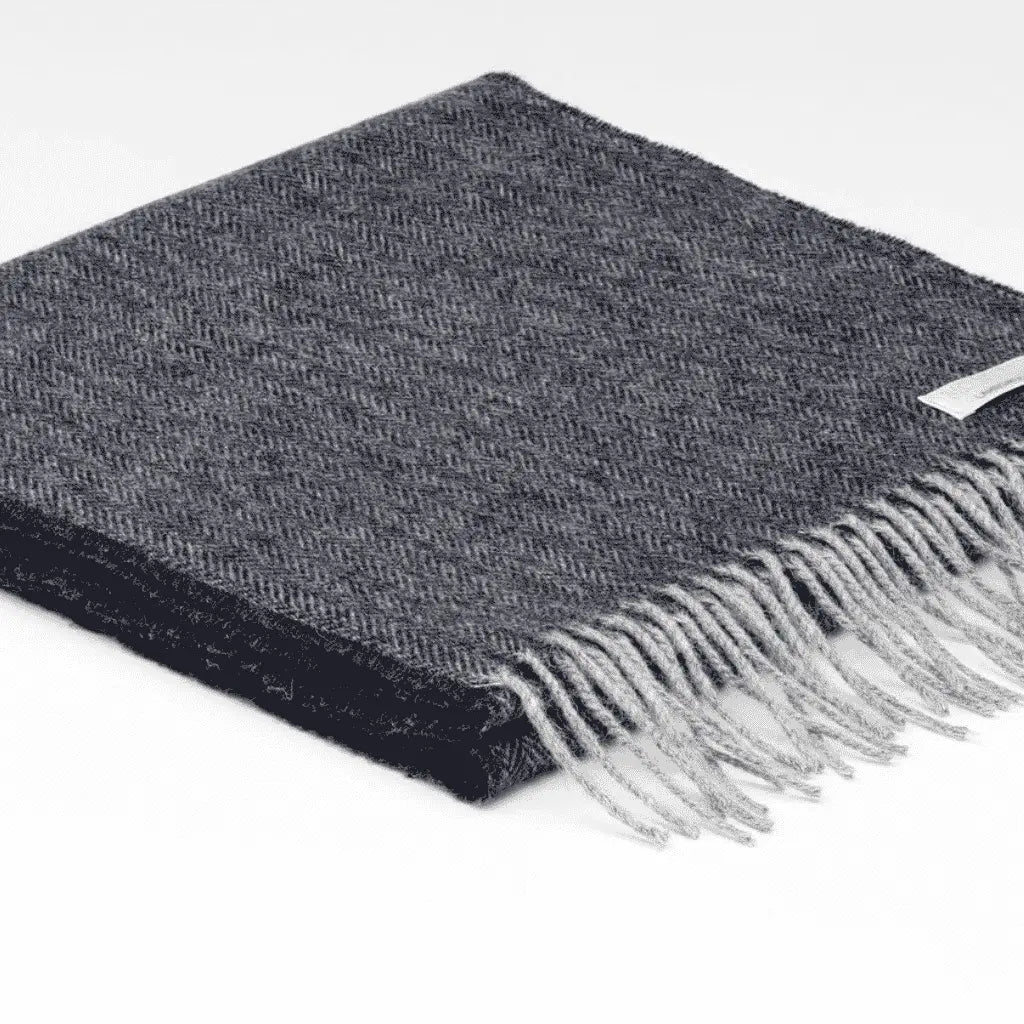 McNutt Lambswool Scarf - Charcoal Herringbone