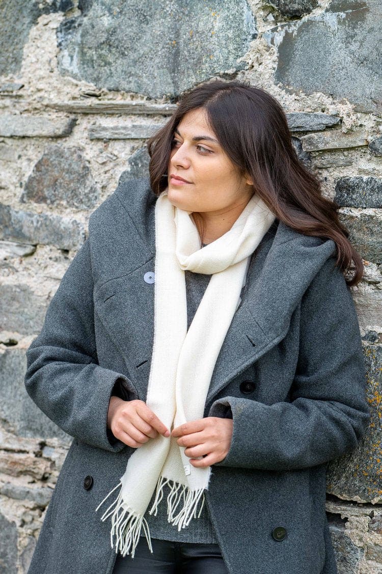 Connemara Sheep & Wool Centre Lambswool Scarf Ladies- Linen Herringbone