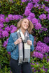 Connemara Sheep & Wool Centre Lambswool Scarf- Ladies - Rose and Grey Check