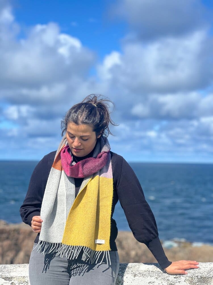 Connemara Sheep & Wool Centre Lambswool Scarf Ladies- Vegas Stripe