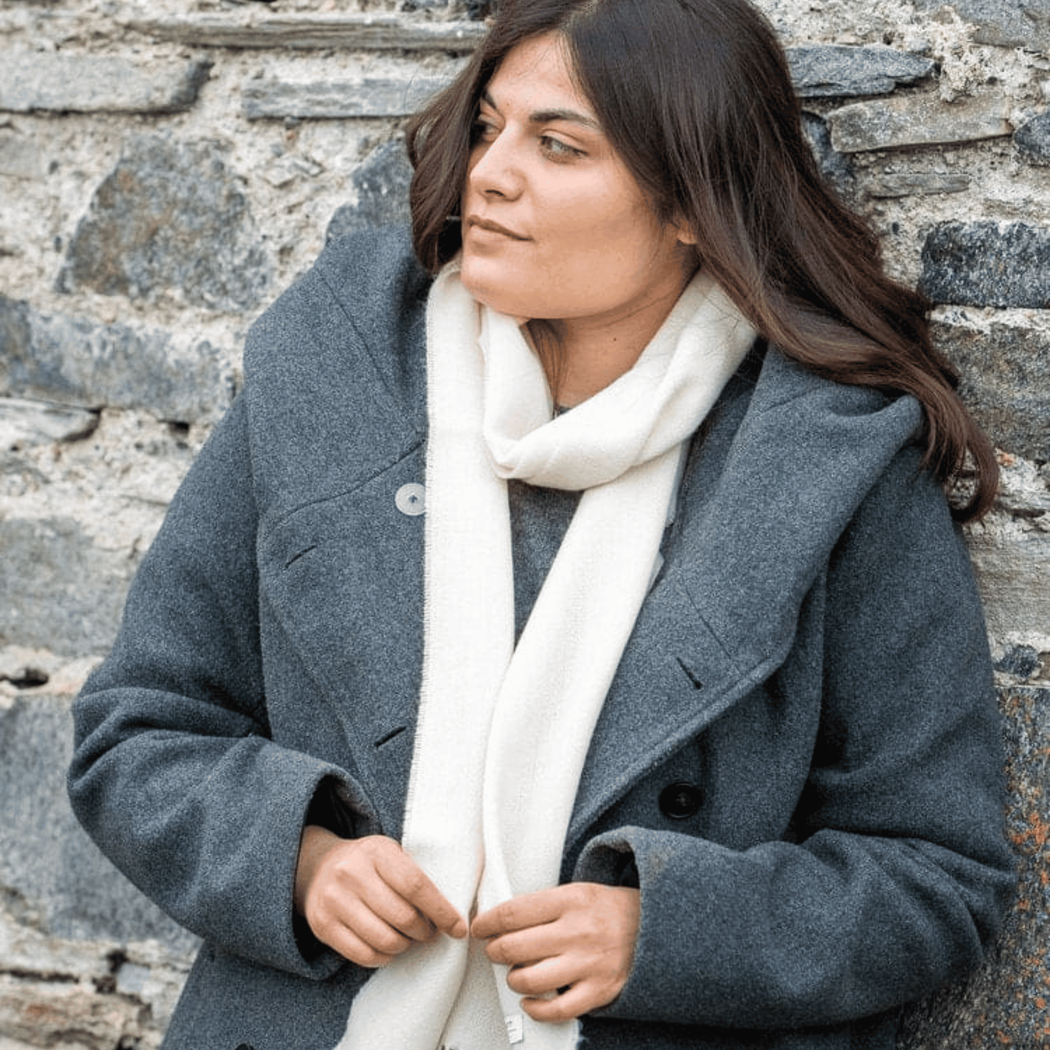 Connemara Sheep & Wool Centre Lambswool Scarf - Linen Herringbone