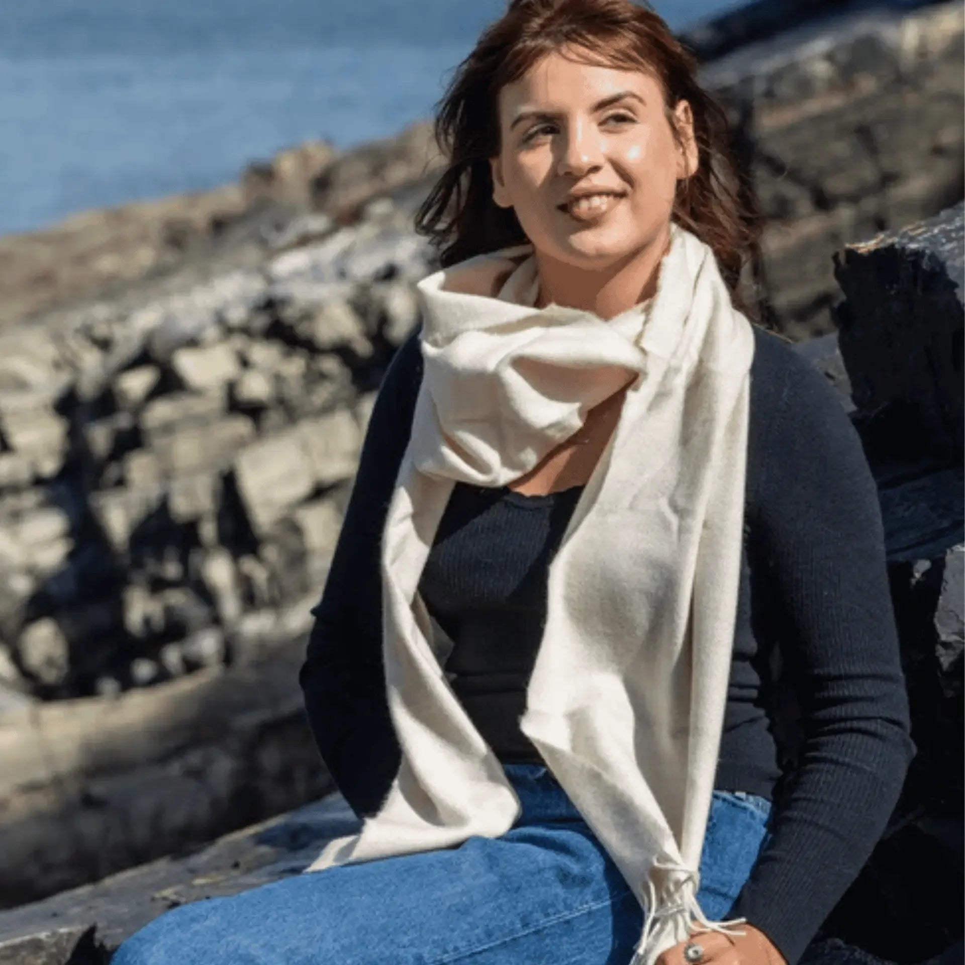 McNutt Lambswool Scarf - Linen Herringbone