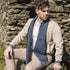 McNutt Lambswool Scarf - Navy and Grey Herringbone