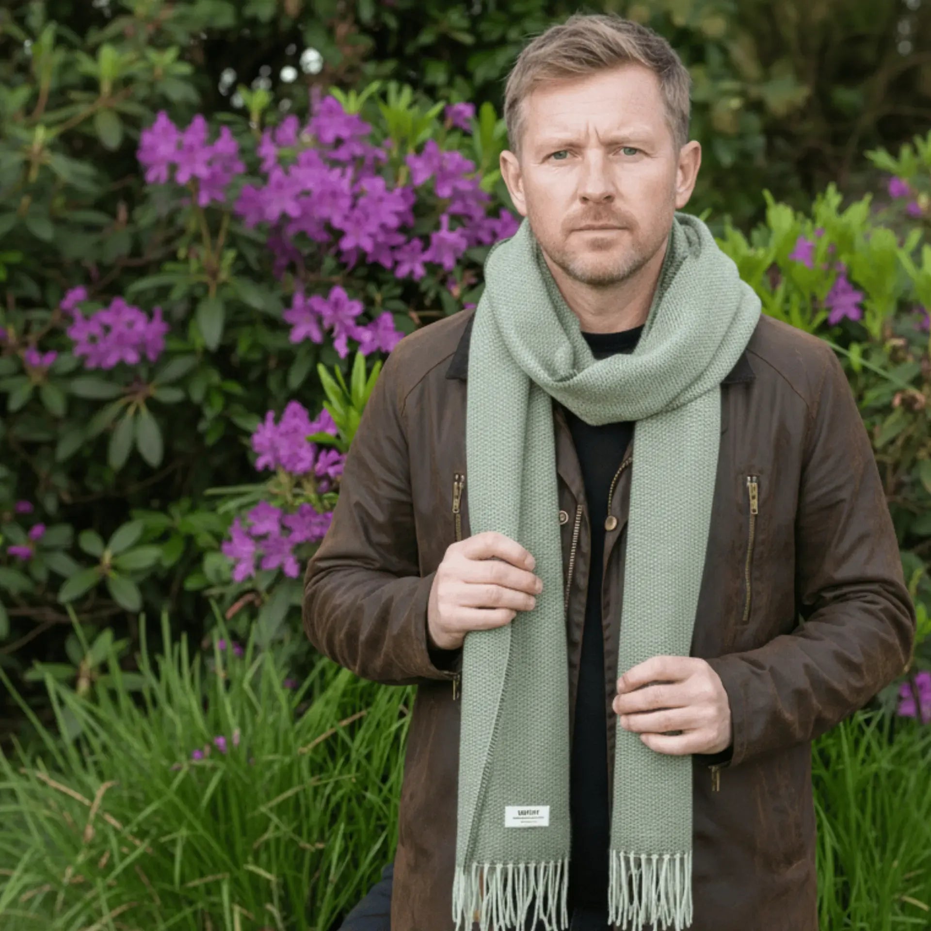 McNutt Lambswool Scarf - Spotted Green