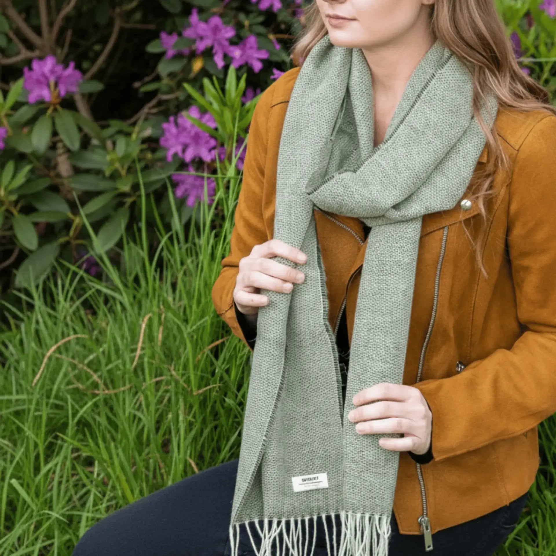 McNutt Lambswool Scarf - Spotted Green