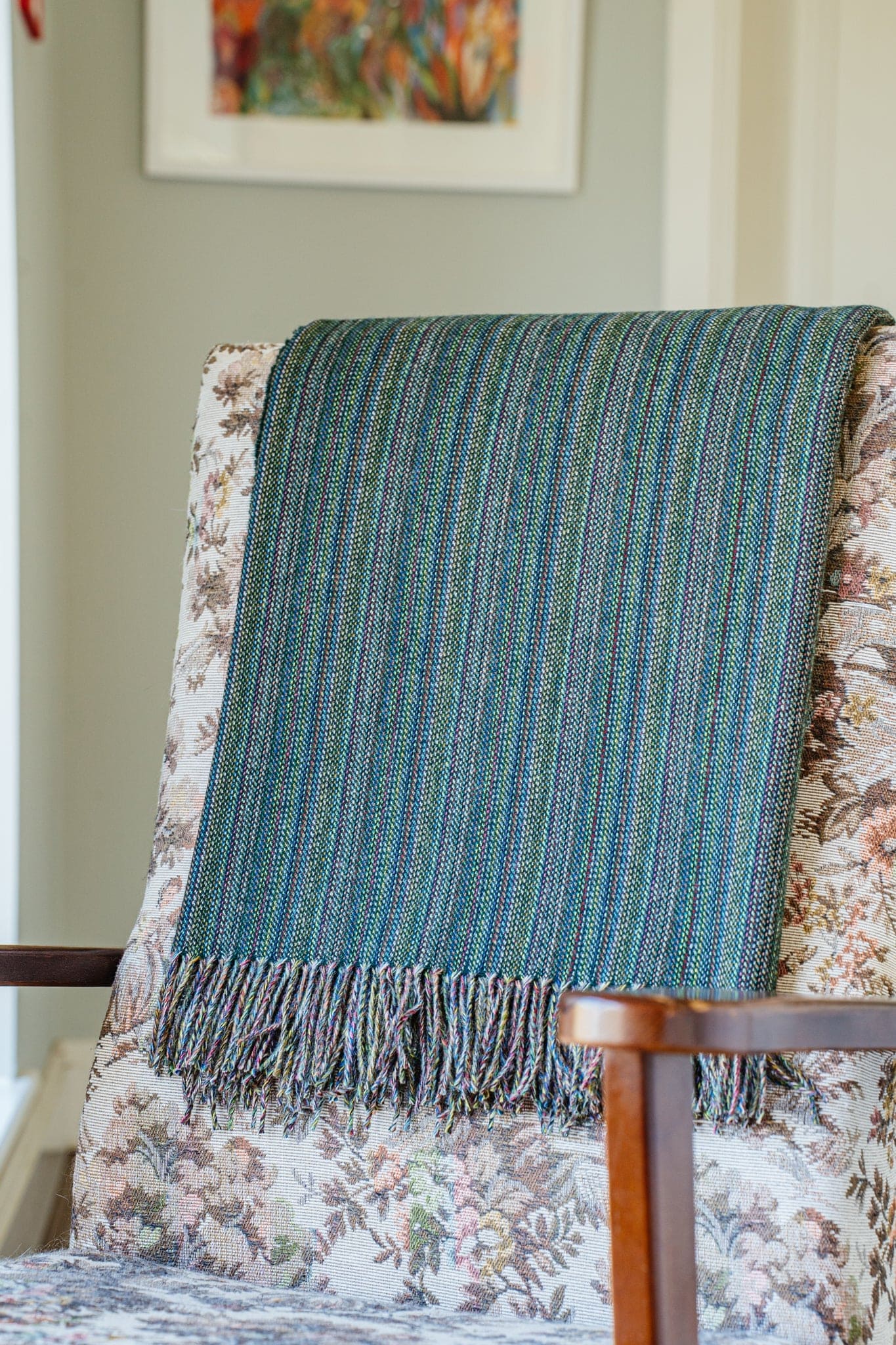 McNutt Lambswool Throw - Bottlegreen Rainbow