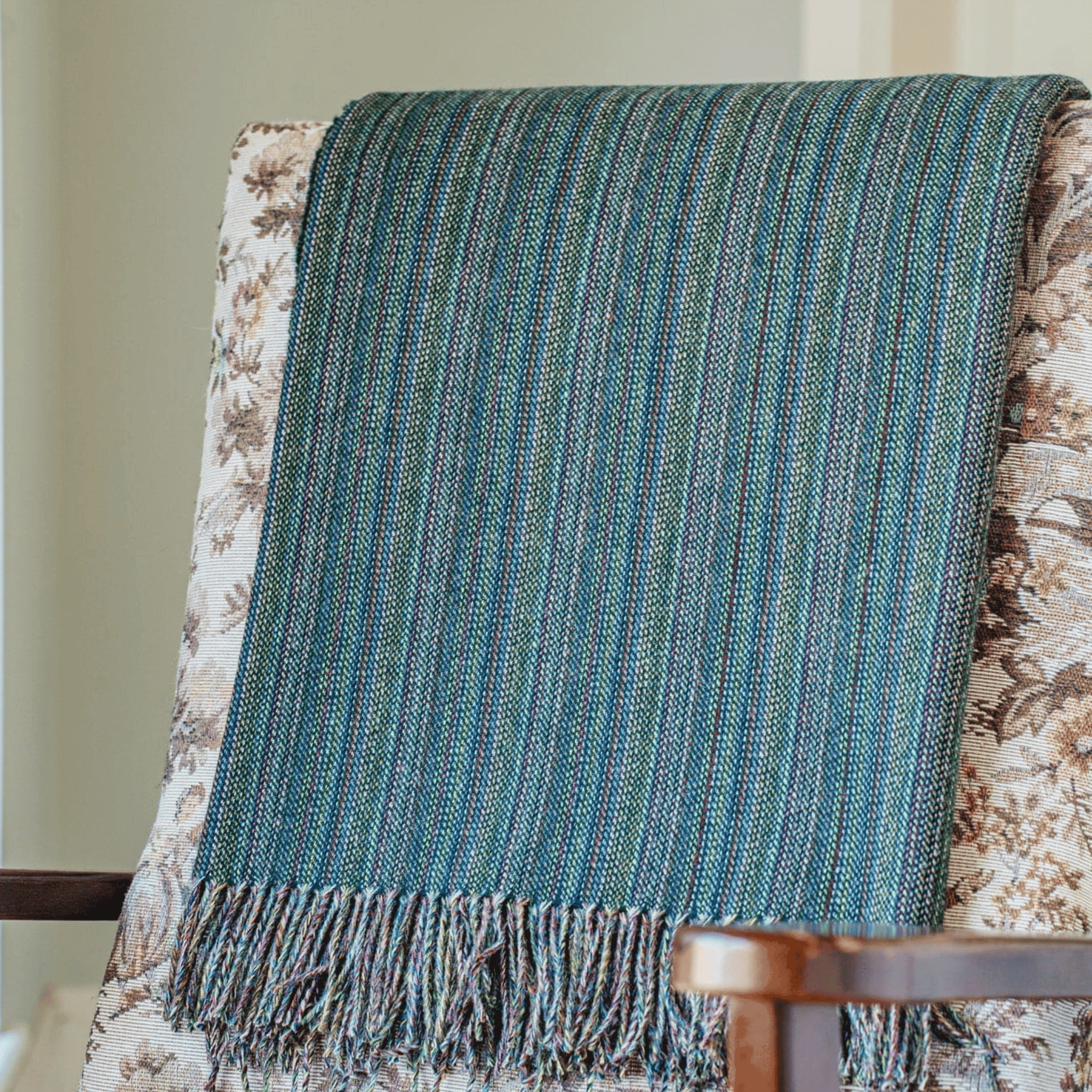 McNutt Lambswool Throw - Bottlegreen Rainbow