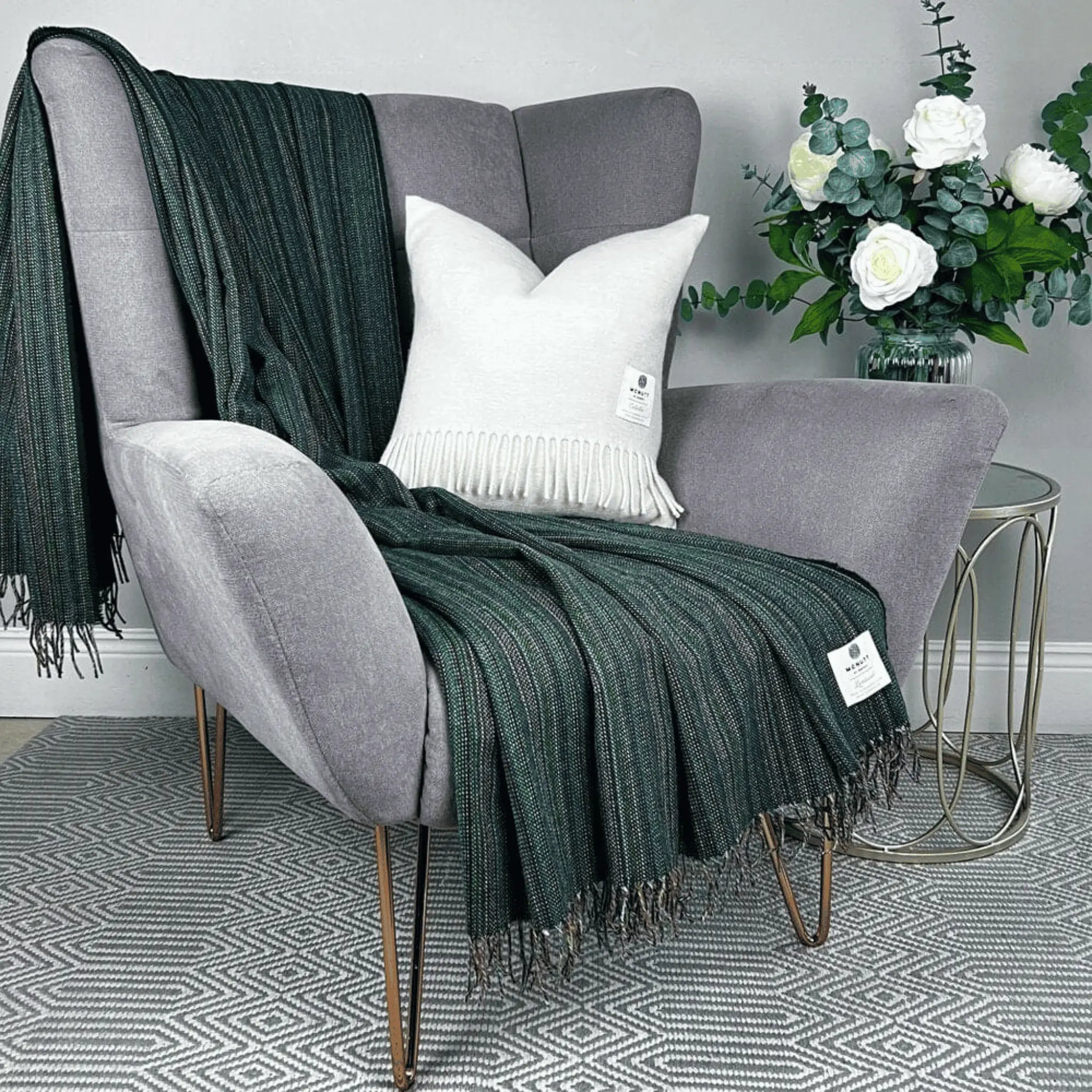 McNutt Lambswool Throw - Bottlegreen Rainbow