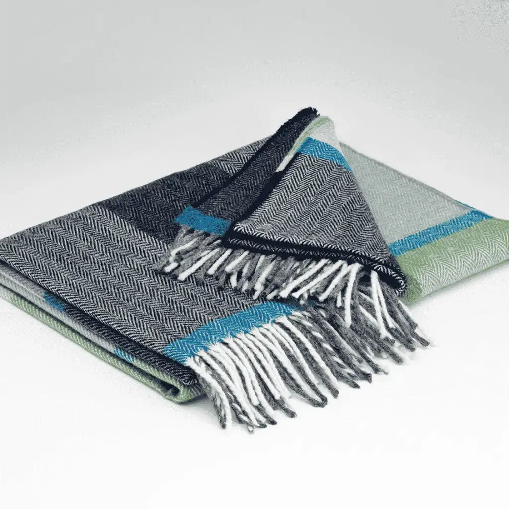 McNutt Lambswool Wrap - Navy and Smoke