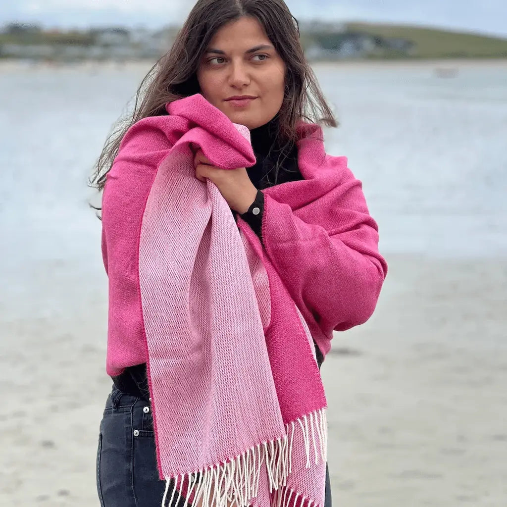 McNutt Lambswool Wrap - Raspberry Rose