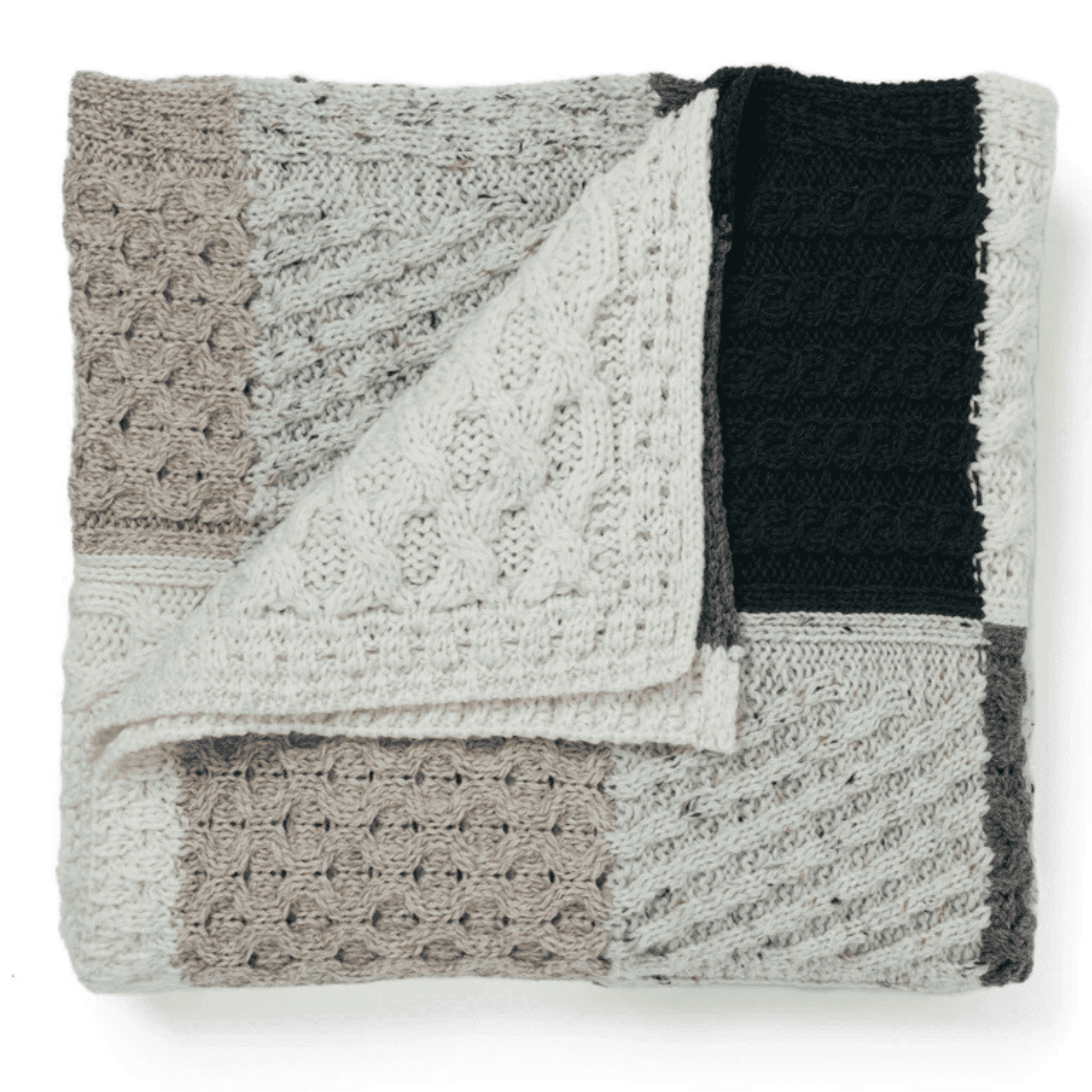 Aran Woollen Mills Merino Patchwork Throw - Killala Aran Intarsia - Green