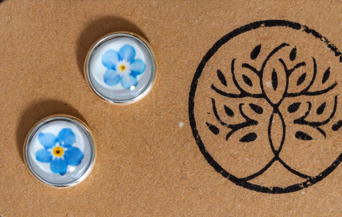 Planted By The Water Planted By the Waters Earrings - Botanical Studs Forget Me Not Flowers