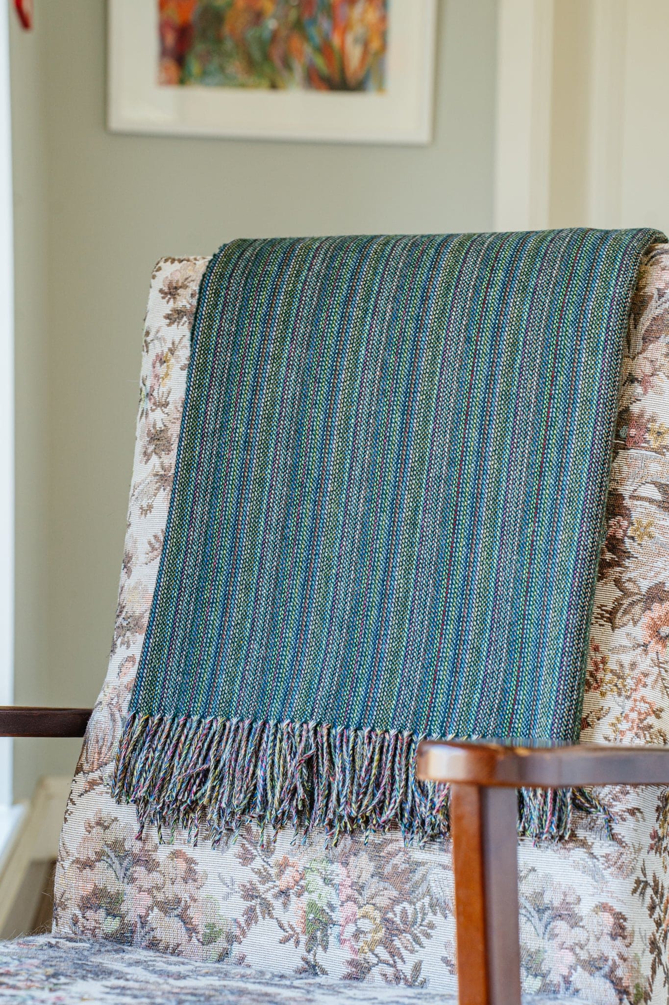 Lambswool Throw - Bottlegreen Rainbow