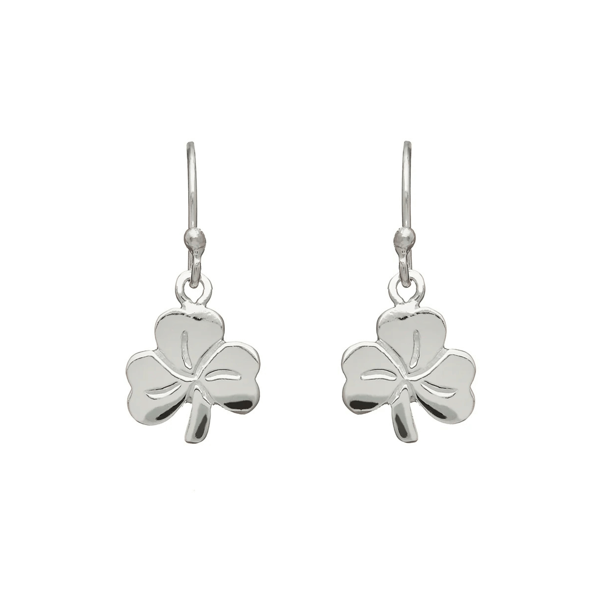 Woods Celtic Jewellery Shamrock Drop Medium Earrings - Sterling Silver