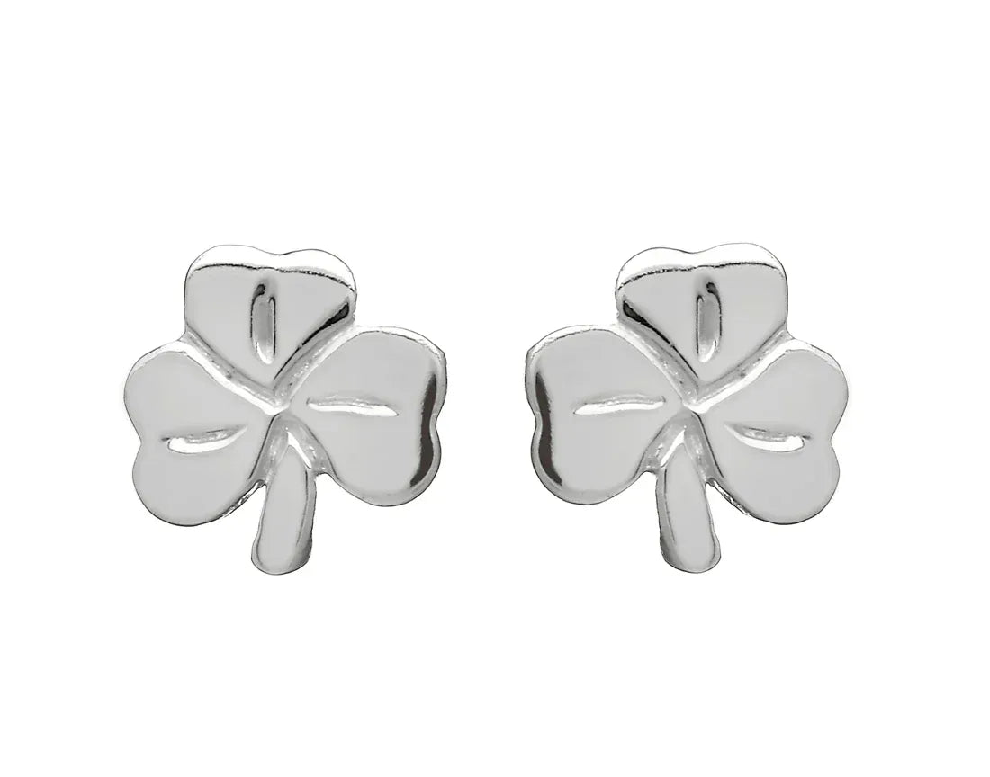 Woods Celtic Jewellery Shamrock Stud Earrings - Sterling Silver