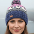 Erin Knitwear Sheep Bobble Hat with Cable Band in Blue and Pink