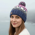 Erin Knitwear Sheep Bobble Hat with Cable Band in Blue and Pink